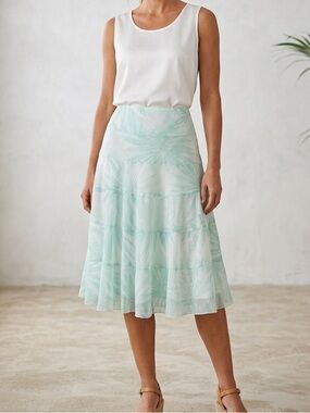 Ruby Rd. Summer Vacation Printed Midi Skirt Size 14 XL Petite
